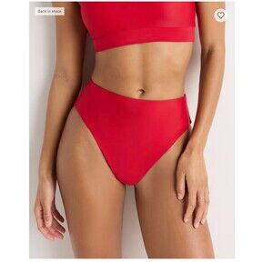 Quince Italian High Rise High Leg Bikini Bottom Size XS Cherry Red Beachy Minima